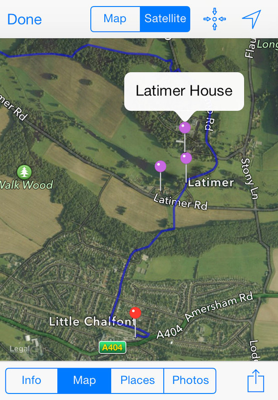 A satellite map in the Tubewalker iPhone application