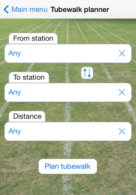 The tubewalk planner in the Tubewalker iPhone application