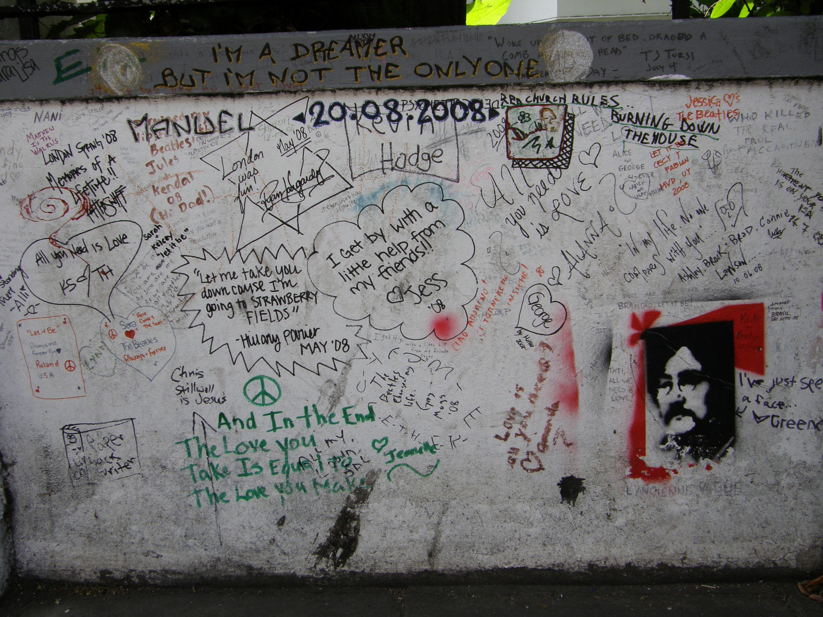 Graffiti on the wall outside Abbey Road Studios